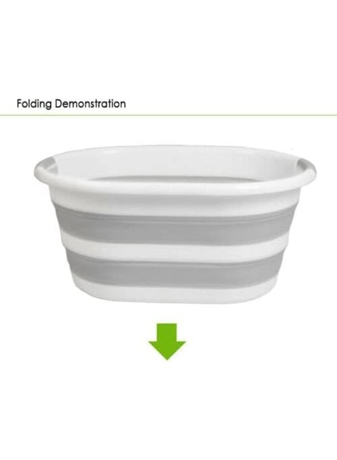 سلة الغسيل القابلة للطي– سلة ملابس فاخرة من الاستك المقاوم للحرارة – سلة غسيل قابلة للطي ومضادة للانزلاق – مقابض مريحة – صندوق تخزين مثالي للملابس - Image 1